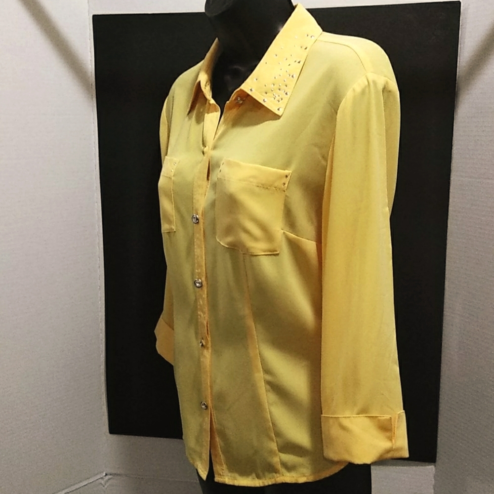 KathyChe PS yellow 3/4sleeve shirt blouse top